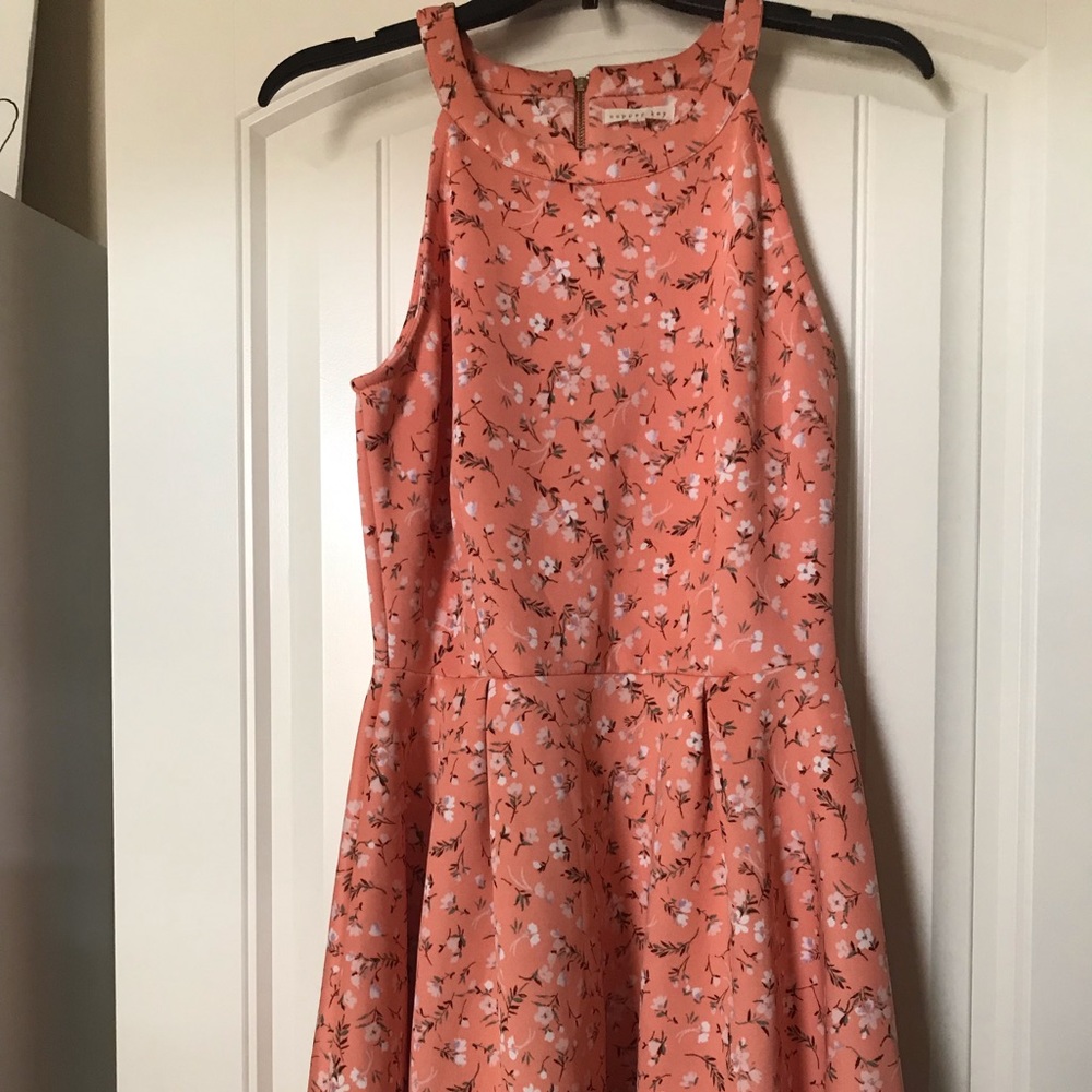 Orange floral short dress